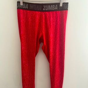 Zumba Full Length Lycra Red & Pink Z Leggings